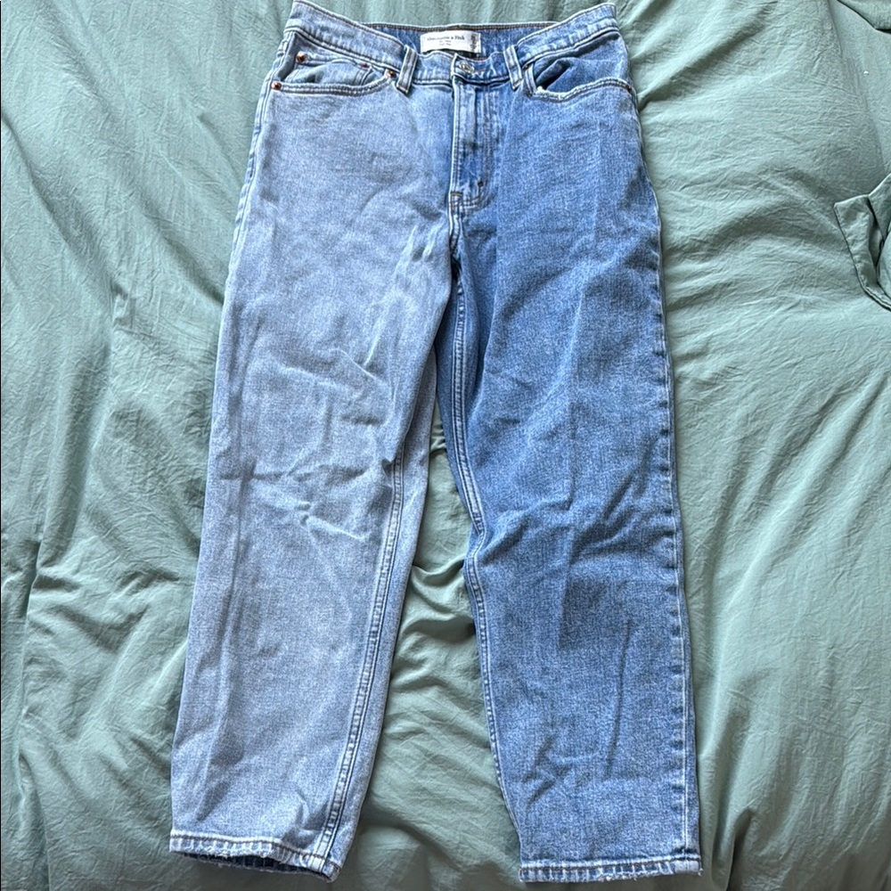 Abercrombie & Fitch High Rise Two-Tone Jeans - Light and Dark Blue
